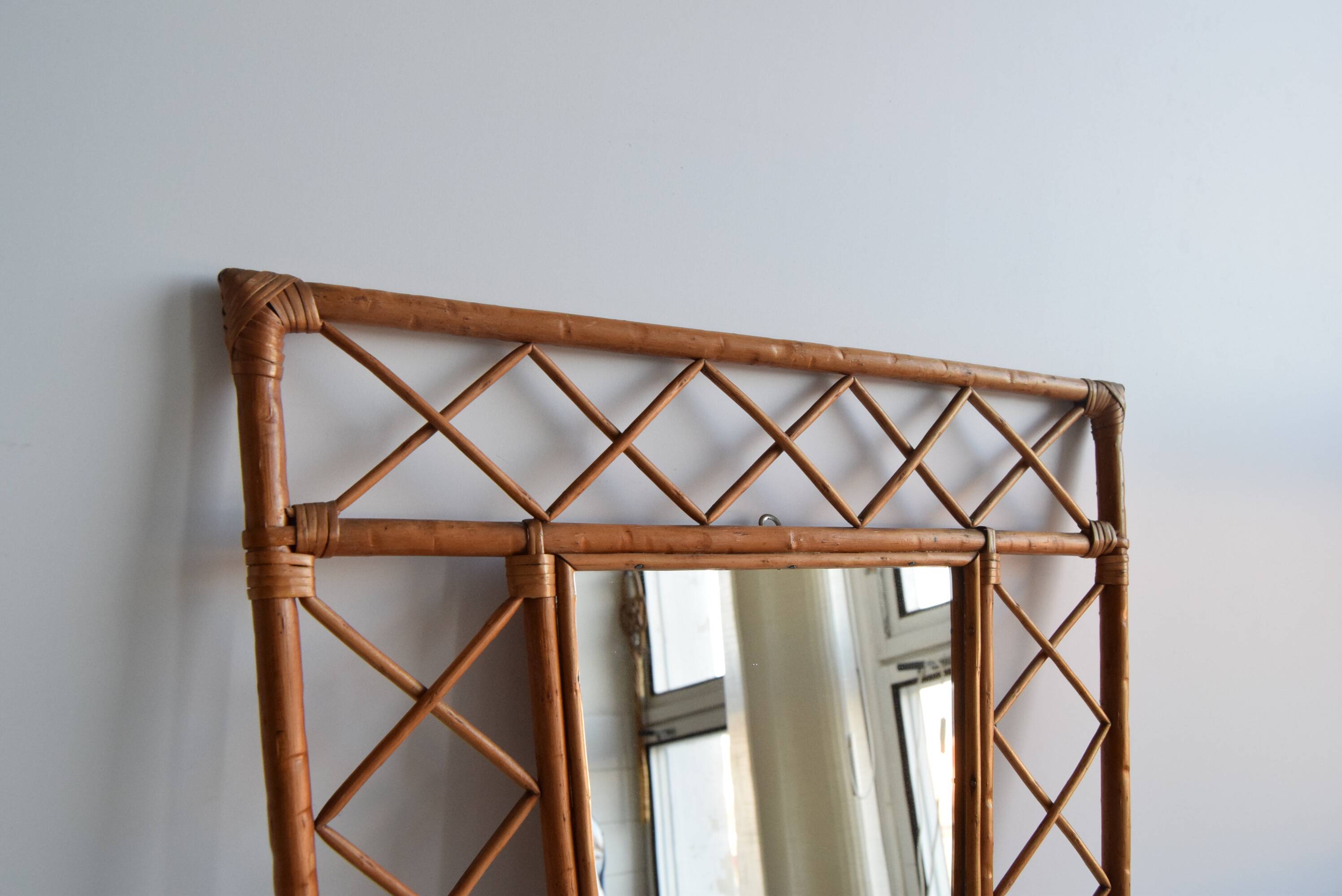 1970s Mid century Rattan wall mirror