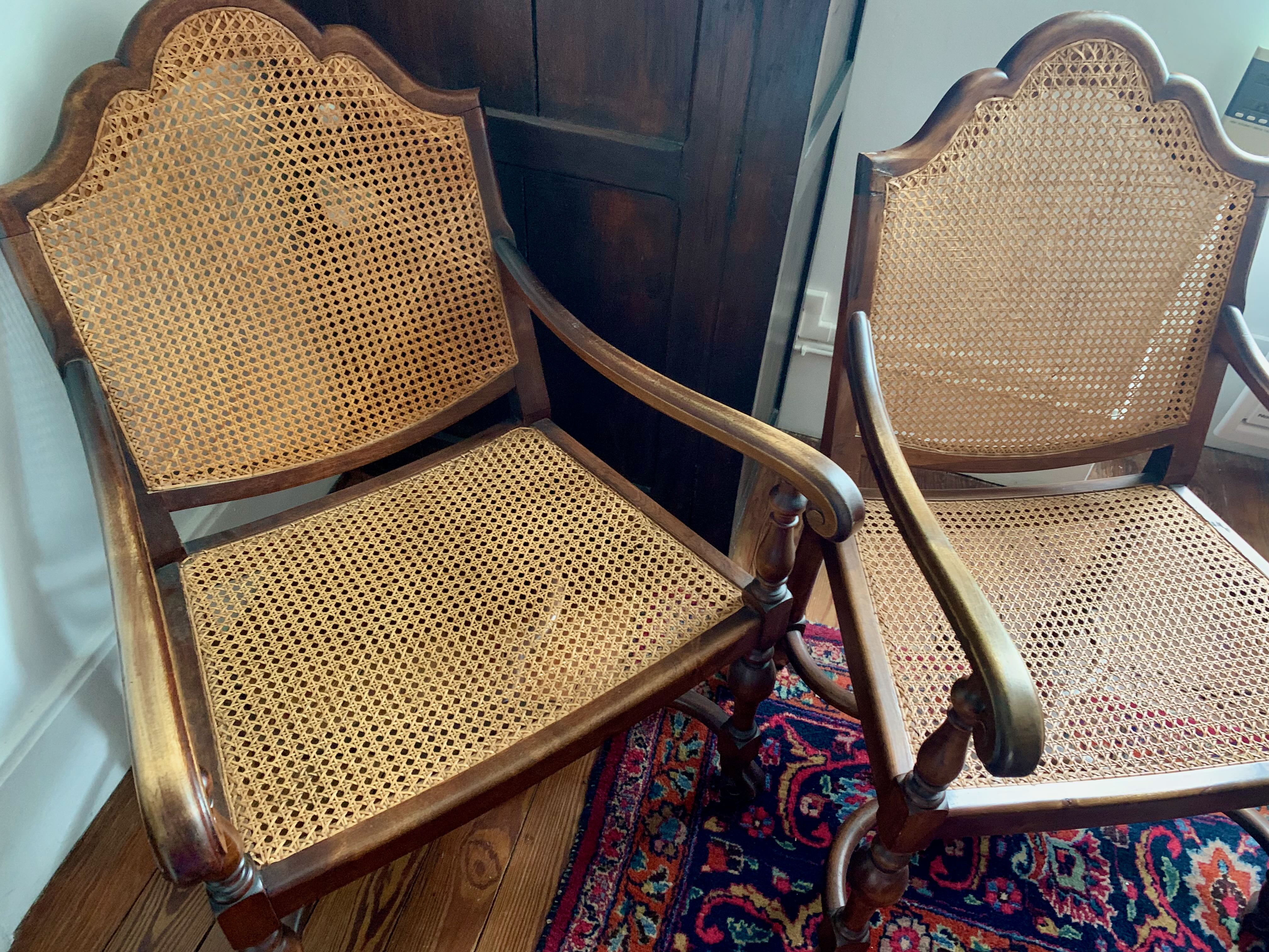 Pairs of canned chairs