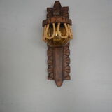 Sconce in wood and yellow glass ball from the 1960/1970