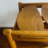 Vintage brutalist curved oak dining chairs from allmilmö, 1980s, set of 4. unique danish design.