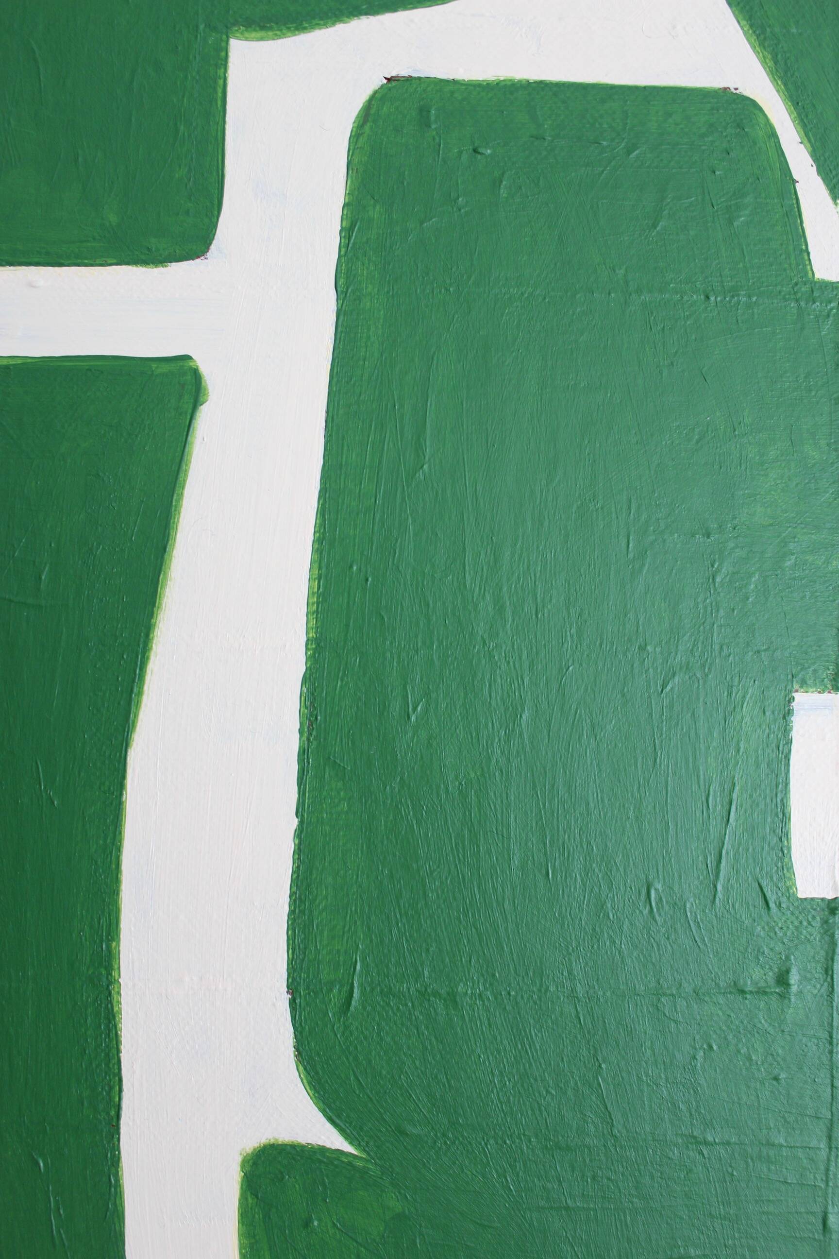 Abstract green art on a beige background.