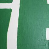 Abstract green art on a beige background.