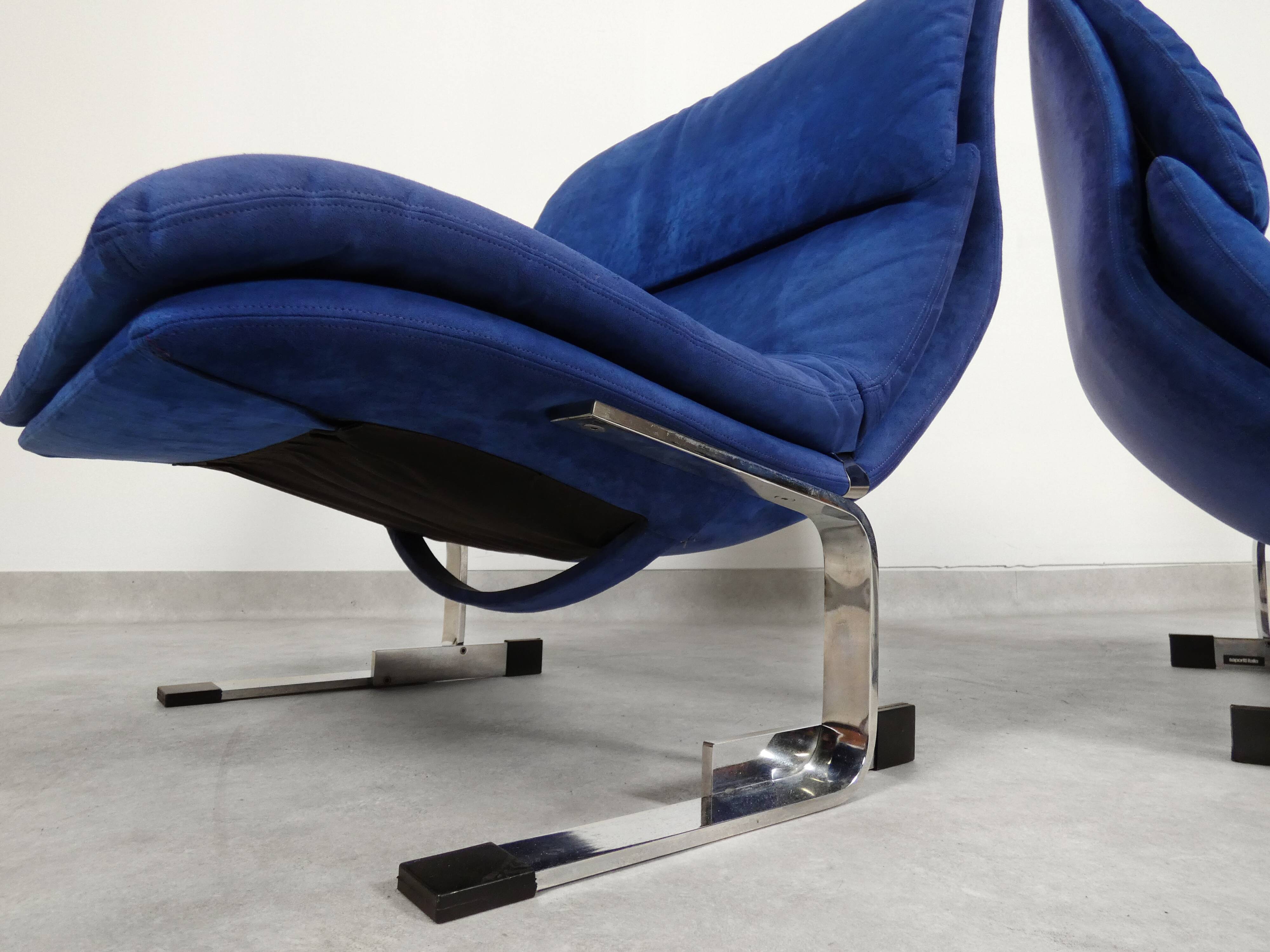 Chaises Saporiti Onda - daim bleu