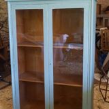 Green patina wooden display cabinet