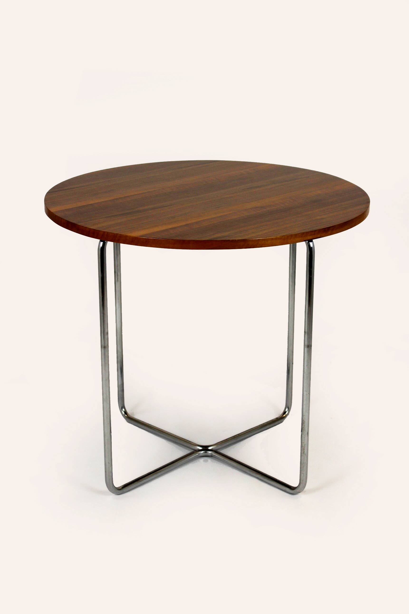 Restored Bauhaus Tubular Steel Round Table And 4 Chairs By M. Stam, 1930s