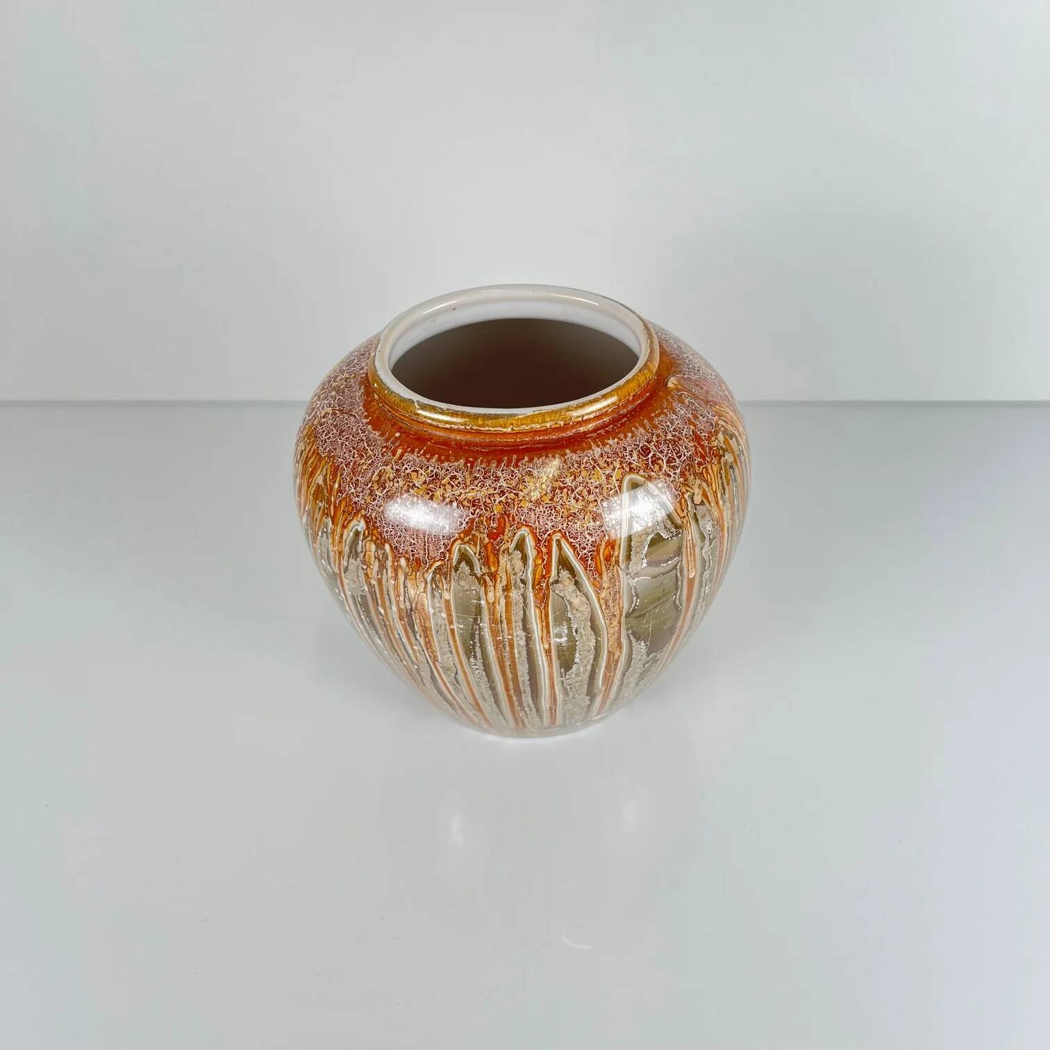 West German ceramic vase with stone-effect glaze, 1960/70 MCM