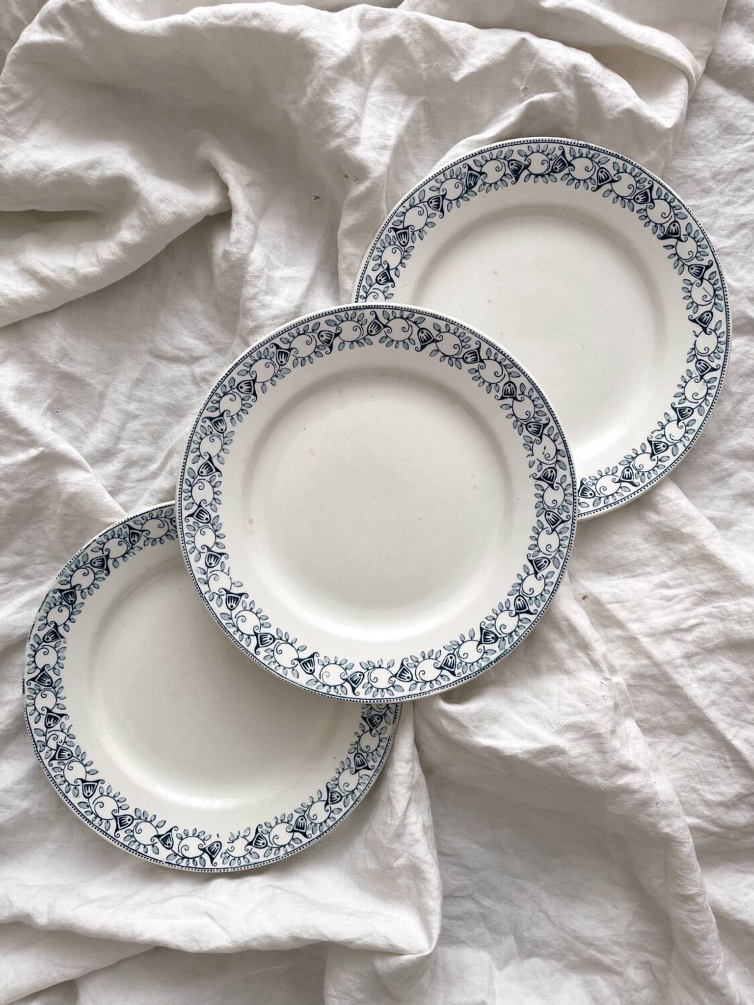 3 flat ironstone plates “Jenny” Saint Amand