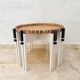 Vintage coffee table wood and rattan 1960