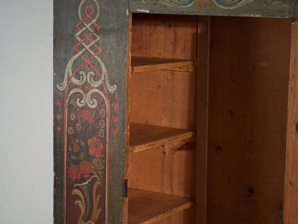Painted folk art wardrobe, Central Europe, dated 1814.