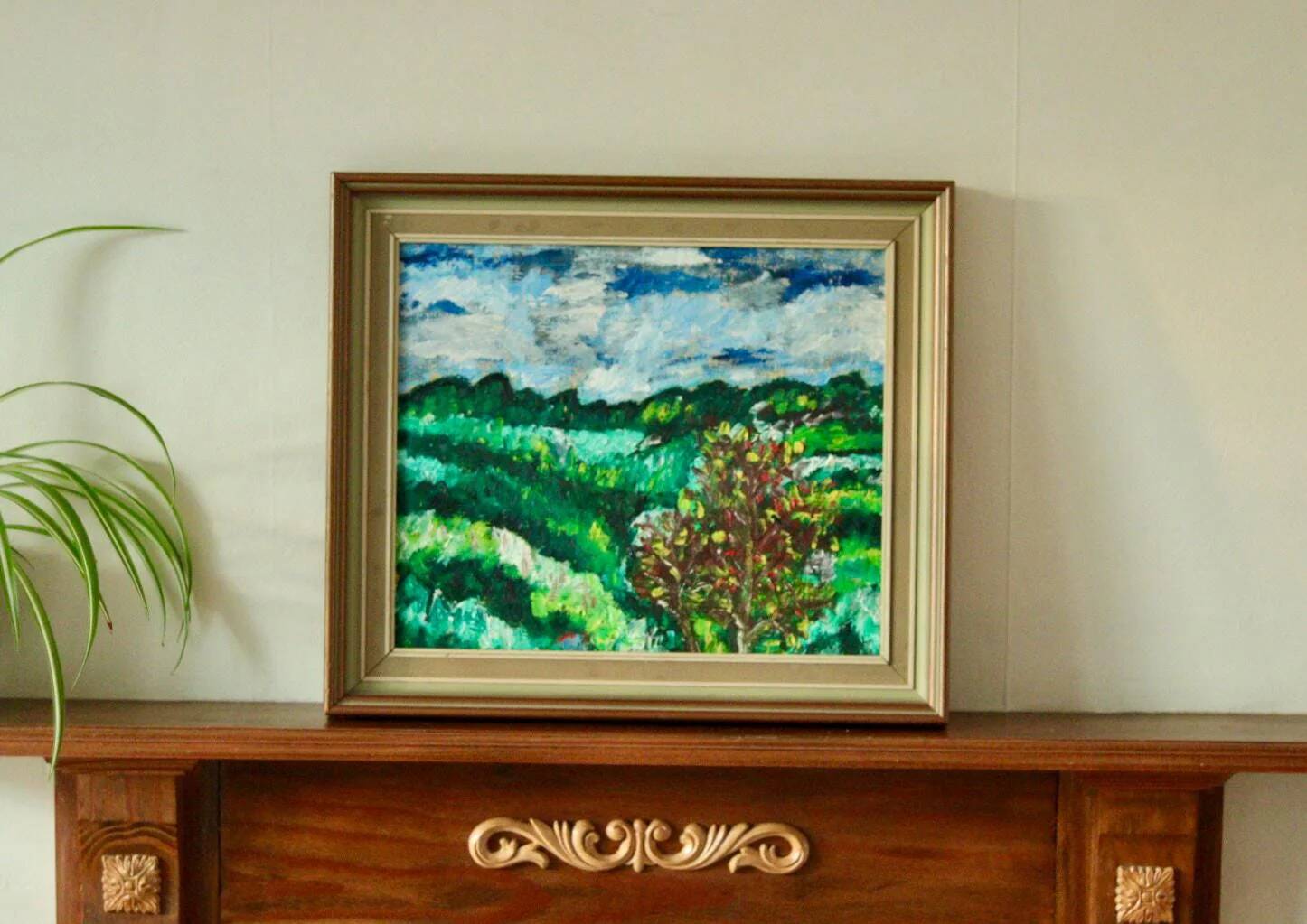 Original mid-century oil on canvas – "Landscape Pattern"