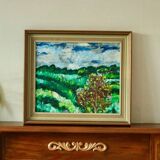 Original mid-century oil on canvas – "Landscape Pattern"