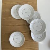 6 flat plates, antique porcelain with flowers and gilding, P L Limoges.