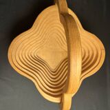 Vintage 20th century foldable wooden fruit bowl or basket