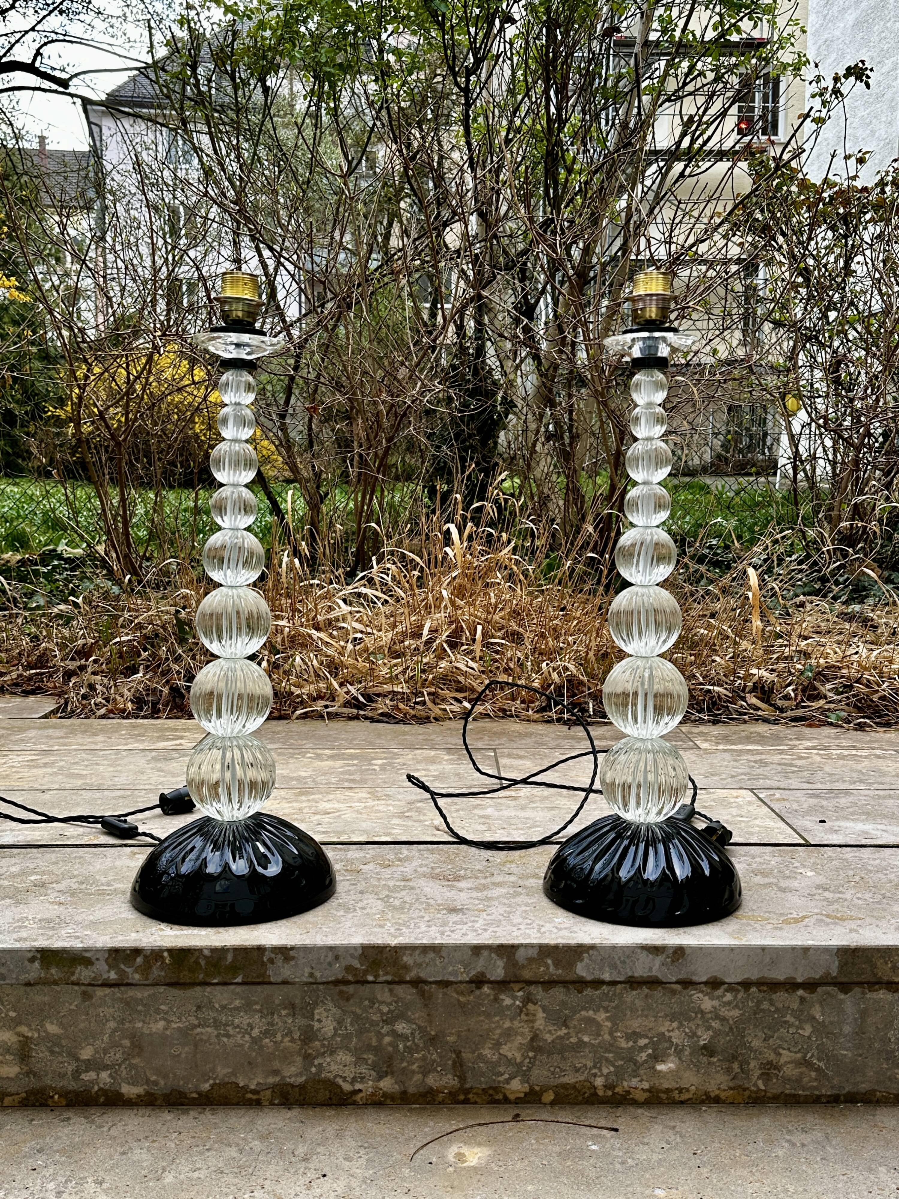 Pair of Antique Murano Lamps