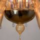 Venetian chandelier in blue and amber Murano glass, 12 light arms, circa 1980.