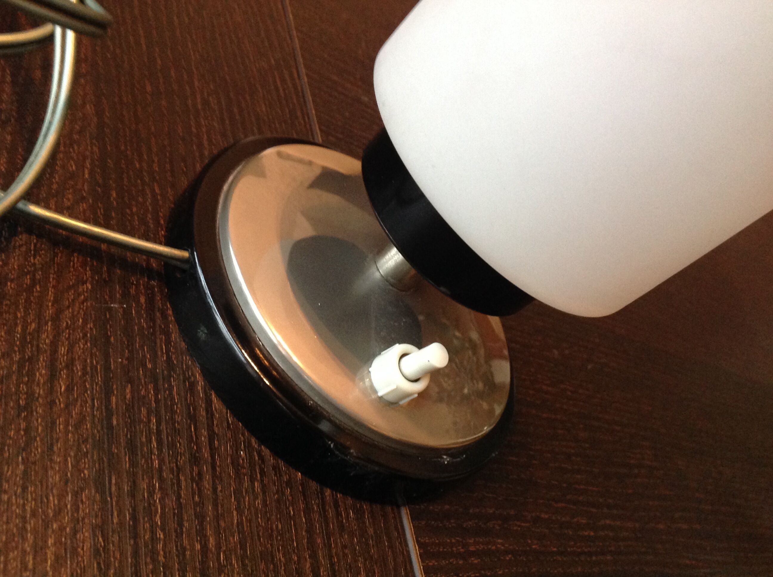 Tube bedside lamp with bi-material/vintage glass lampshade, 60/70s