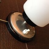 Tube bedside lamp with bi-material/vintage glass lampshade, 60/70s