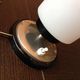 Tube bedside lamp with bi-material/vintage glass lampshade, 60/70s