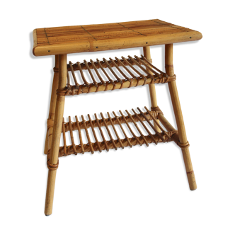 Table d’appoint en rotin « vintage »