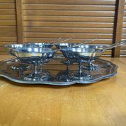 Ice Cream Service GUY DEGRENNE Tray + 6 Bowls + 6 Vintage Spoons