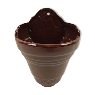Brown ceramic wall pot cover 27 cm