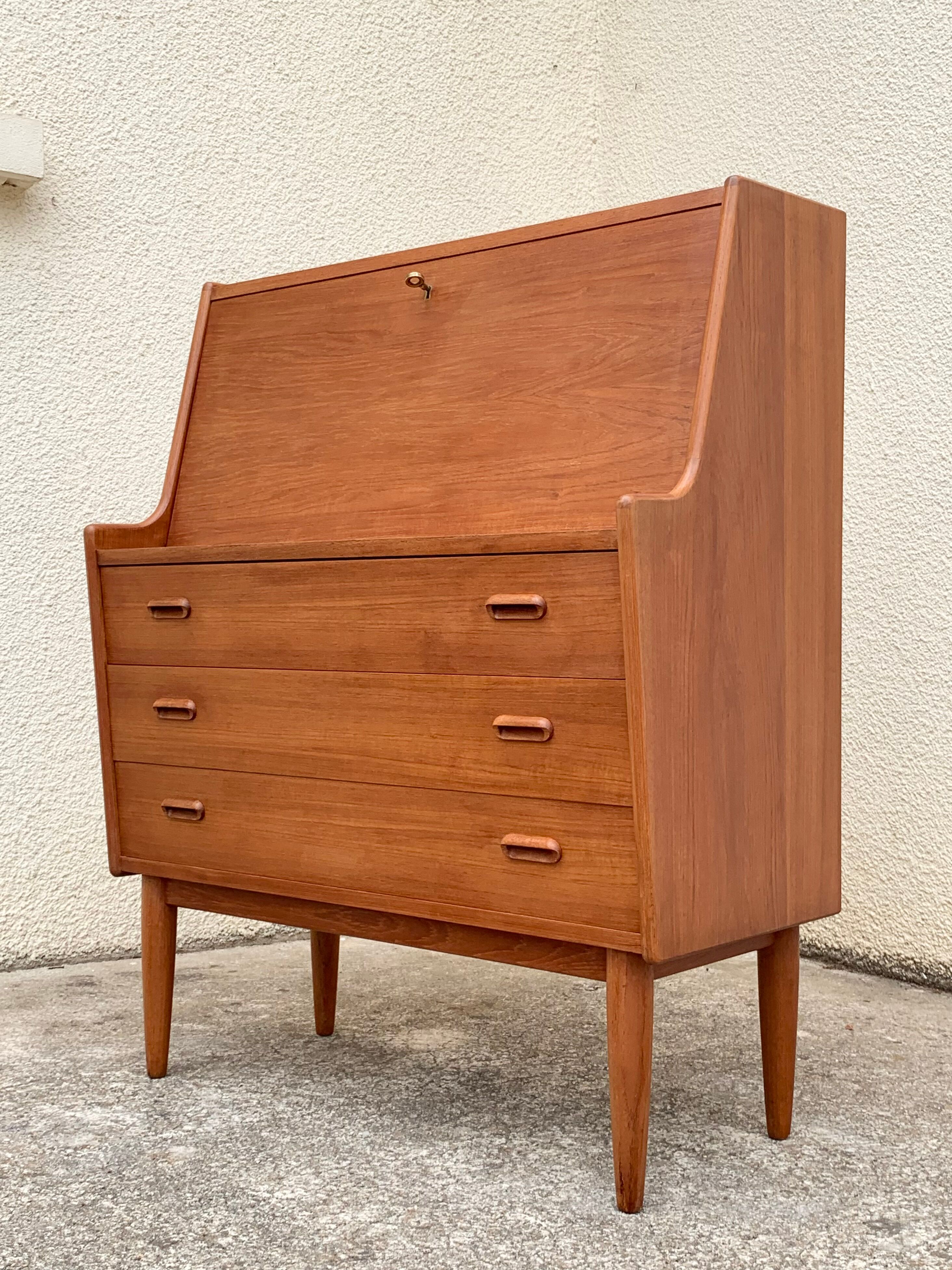 Secretary chest of drawers Teak by Arne Wahl Iversen for Falster Modelfabrik 1960