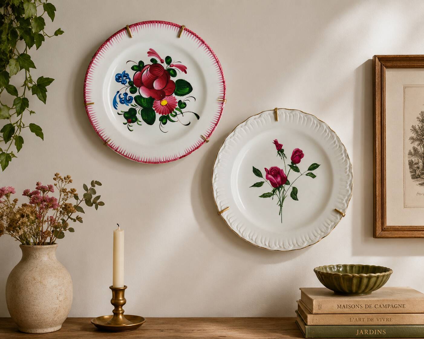 Plate by Amandinoise with a floral art deco rose motif.