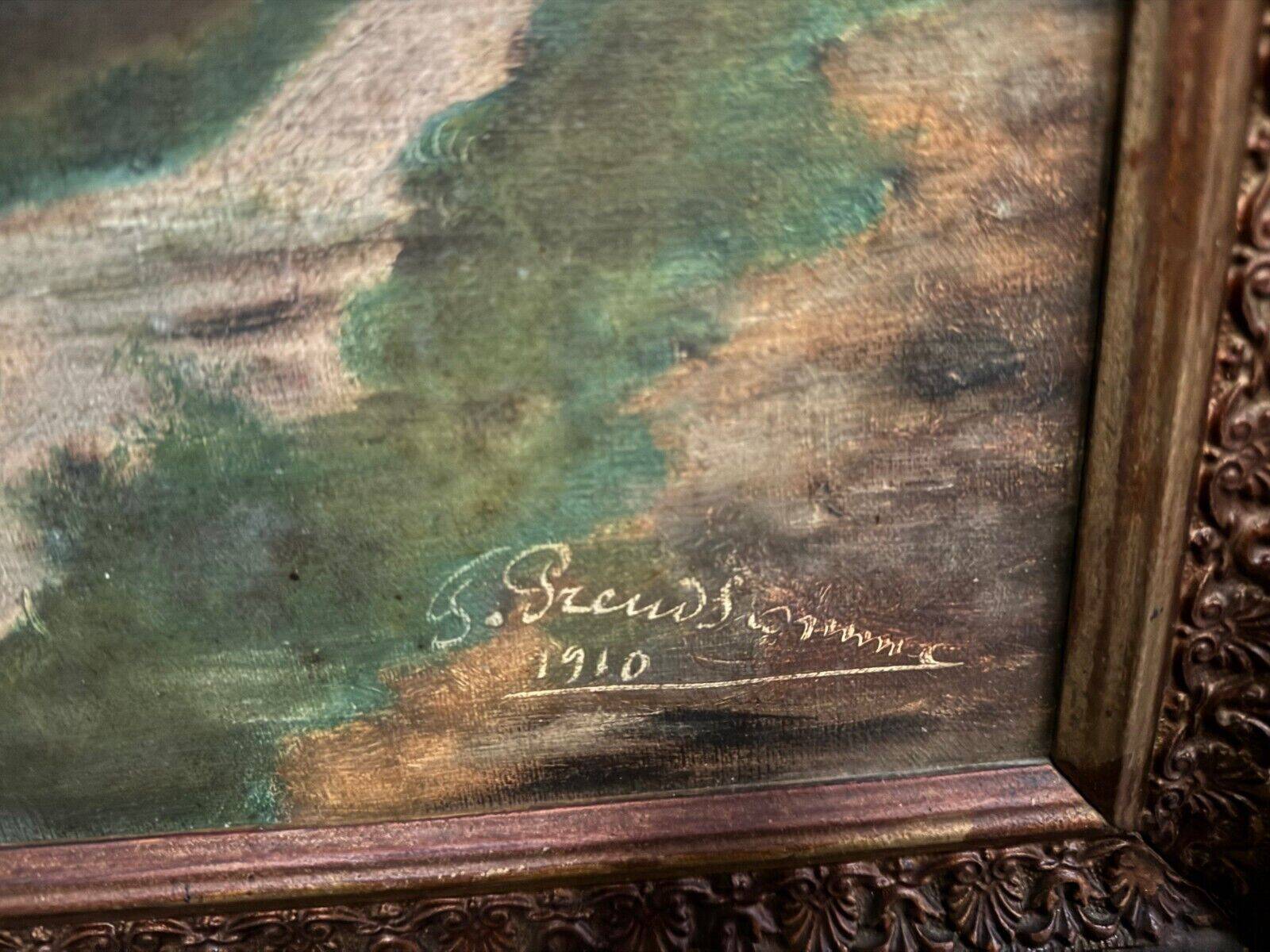 Oil on canvas early 20th century by Fernande Prudhomme 1910 landscape of North Denain