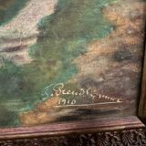 Oil on canvas early 20th century by Fernande Prudhomme 1910 landscape of North Denain