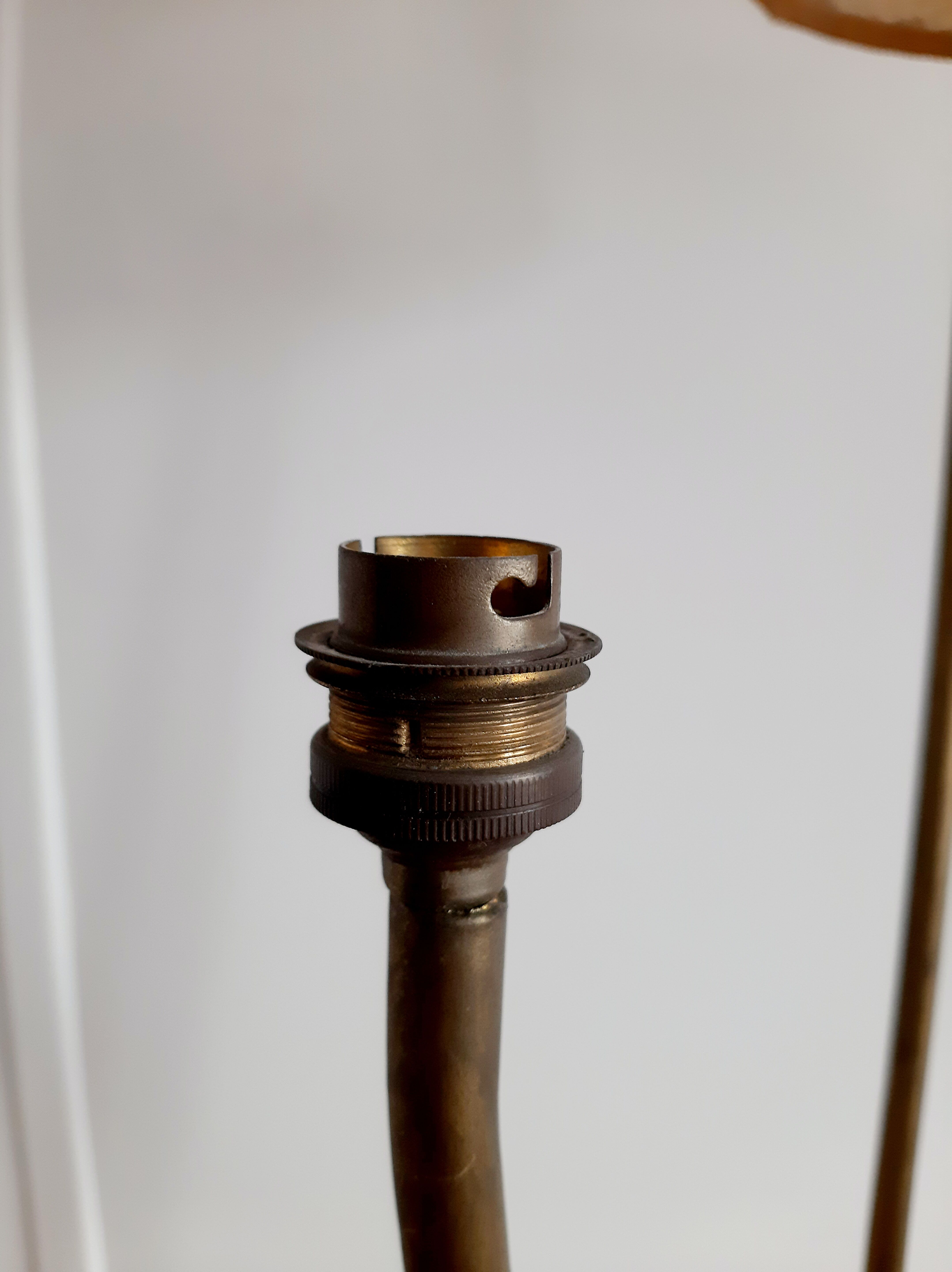 Tripod floor lamp 50s, gilded metal