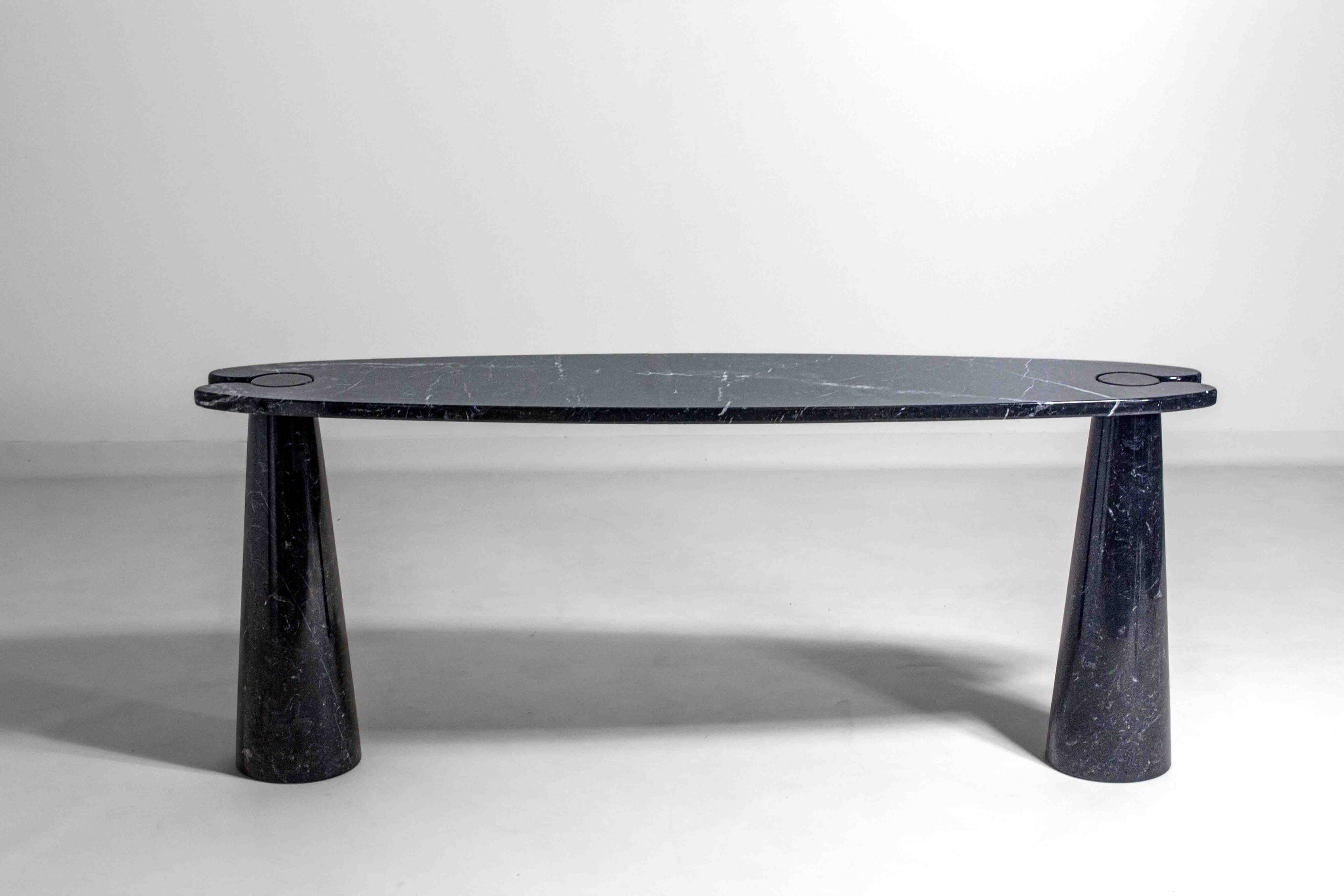 'Eros' console table in black marquina marble by Angelo Mangiarotti