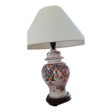 Lampe à poser pied faïence décor vieux Rouen