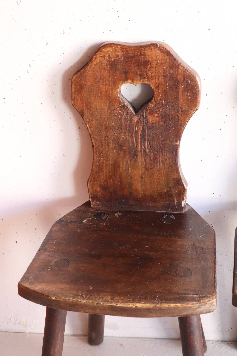 Pair of antique Alsatian wooden chairs
