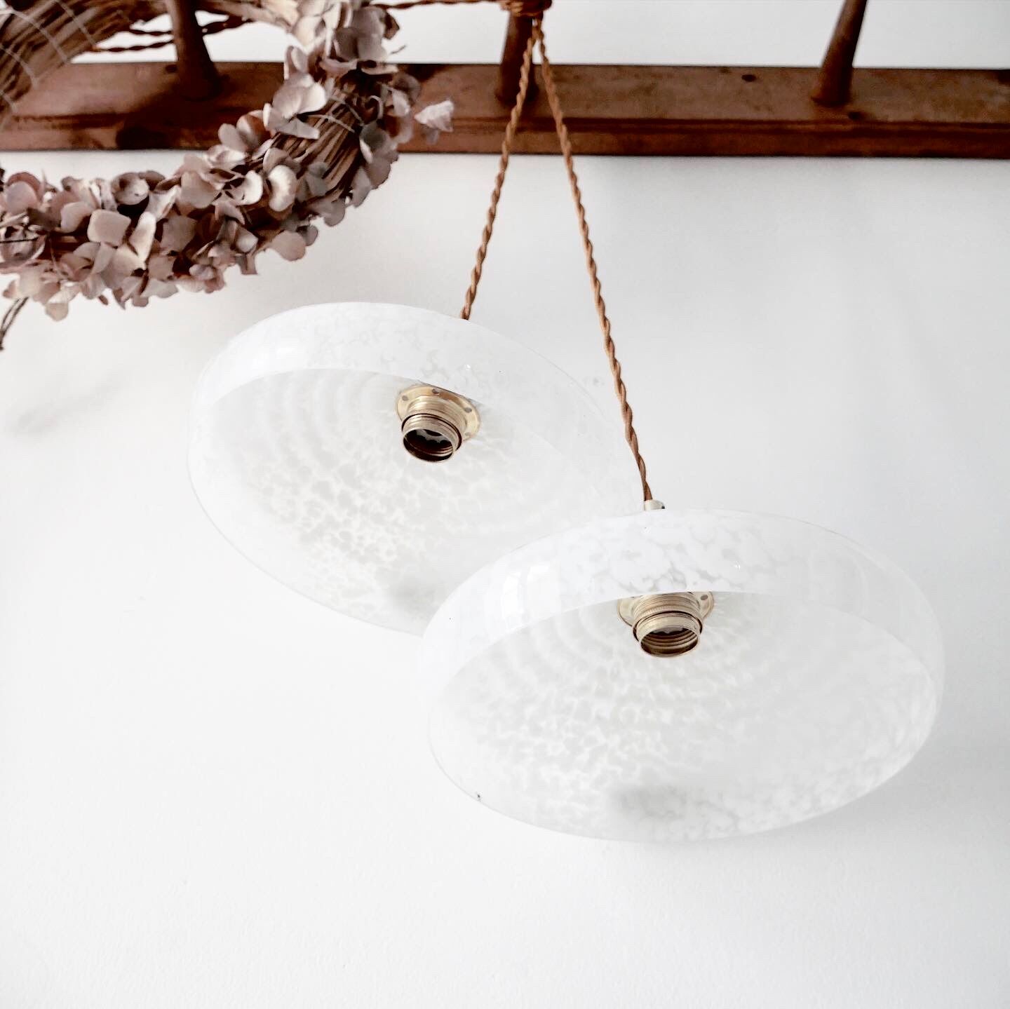 Pair of Clichy glass pendant lamps