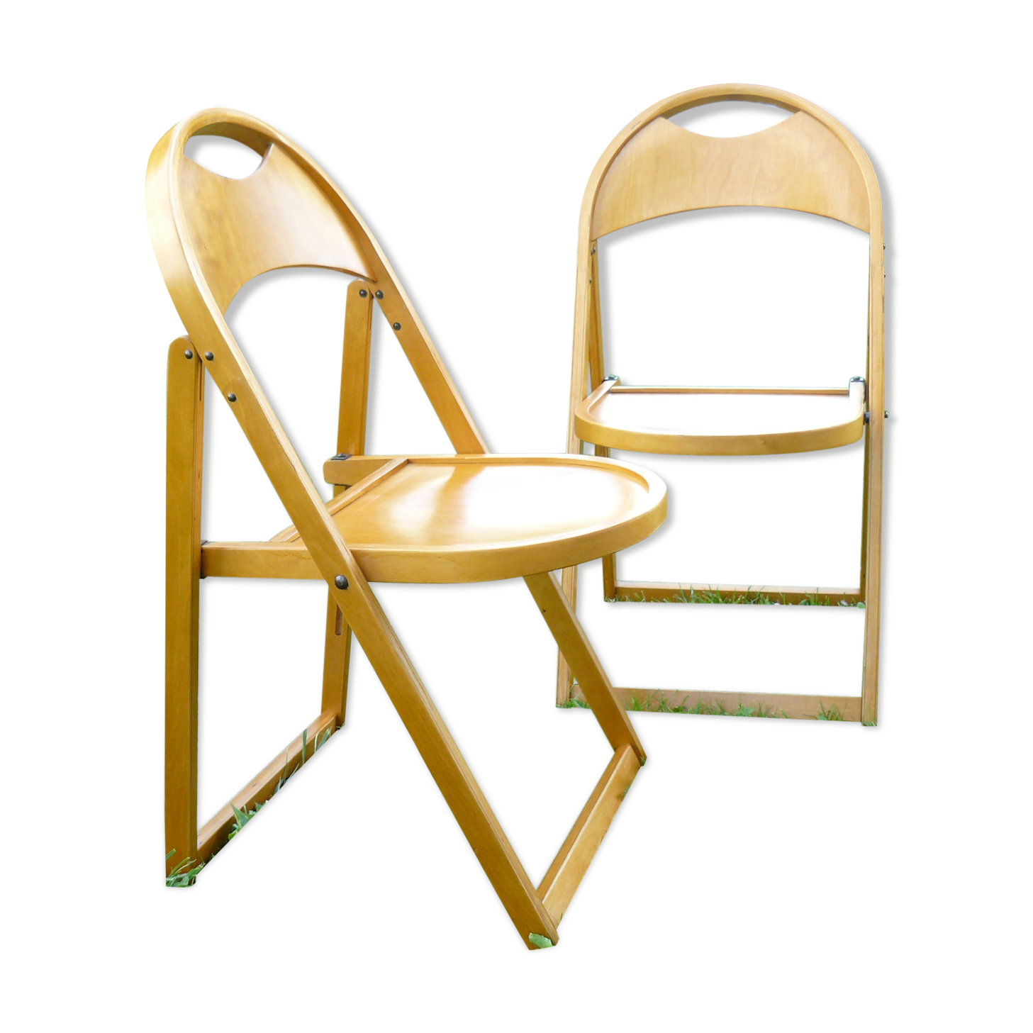 Pair of modernist pliantes chaises design 1950-60