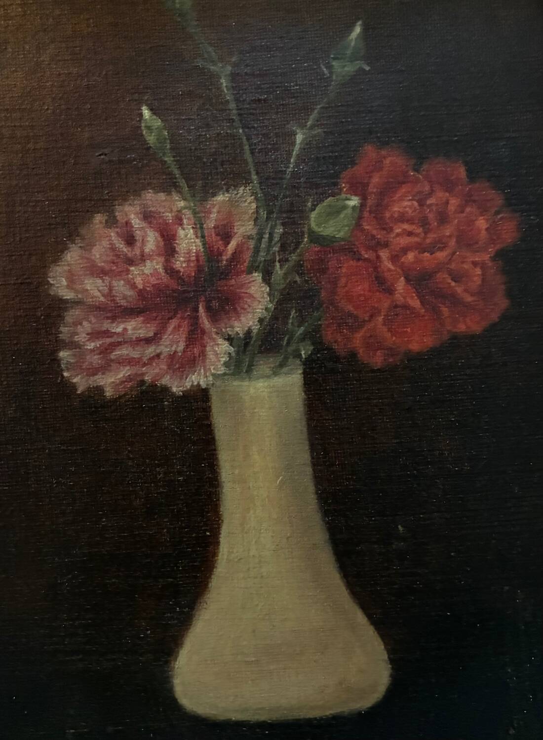 Still life with carnations, 20th century, signed