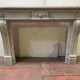 Louis XVI style fireplace in white Carrara marble, 19th century