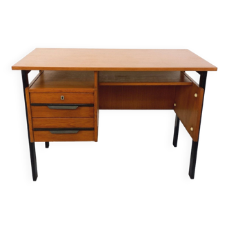 Vintage oak and black wood desk from the 60s