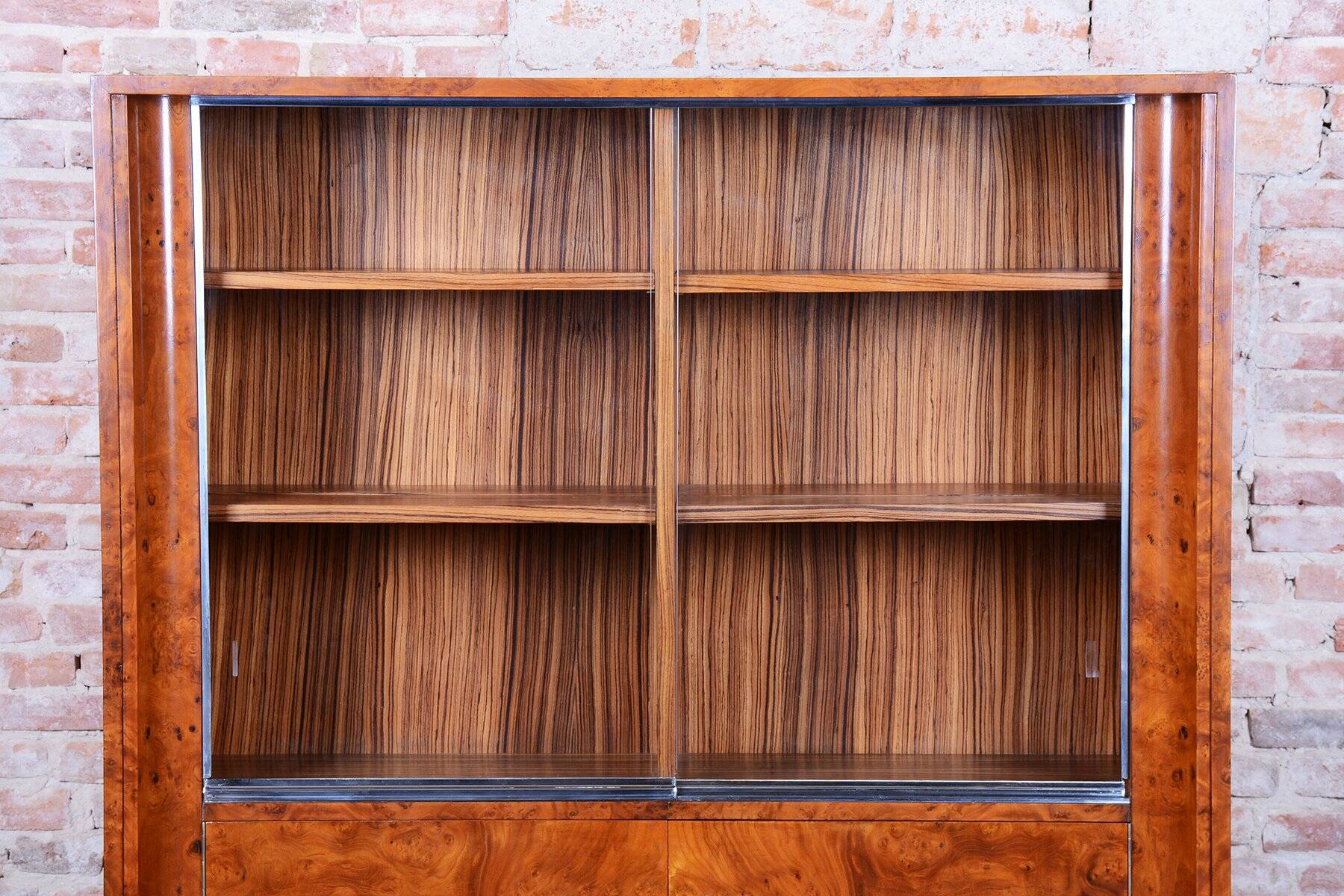 Art Deco Bookcase in Elm and Mahogany, 1920s