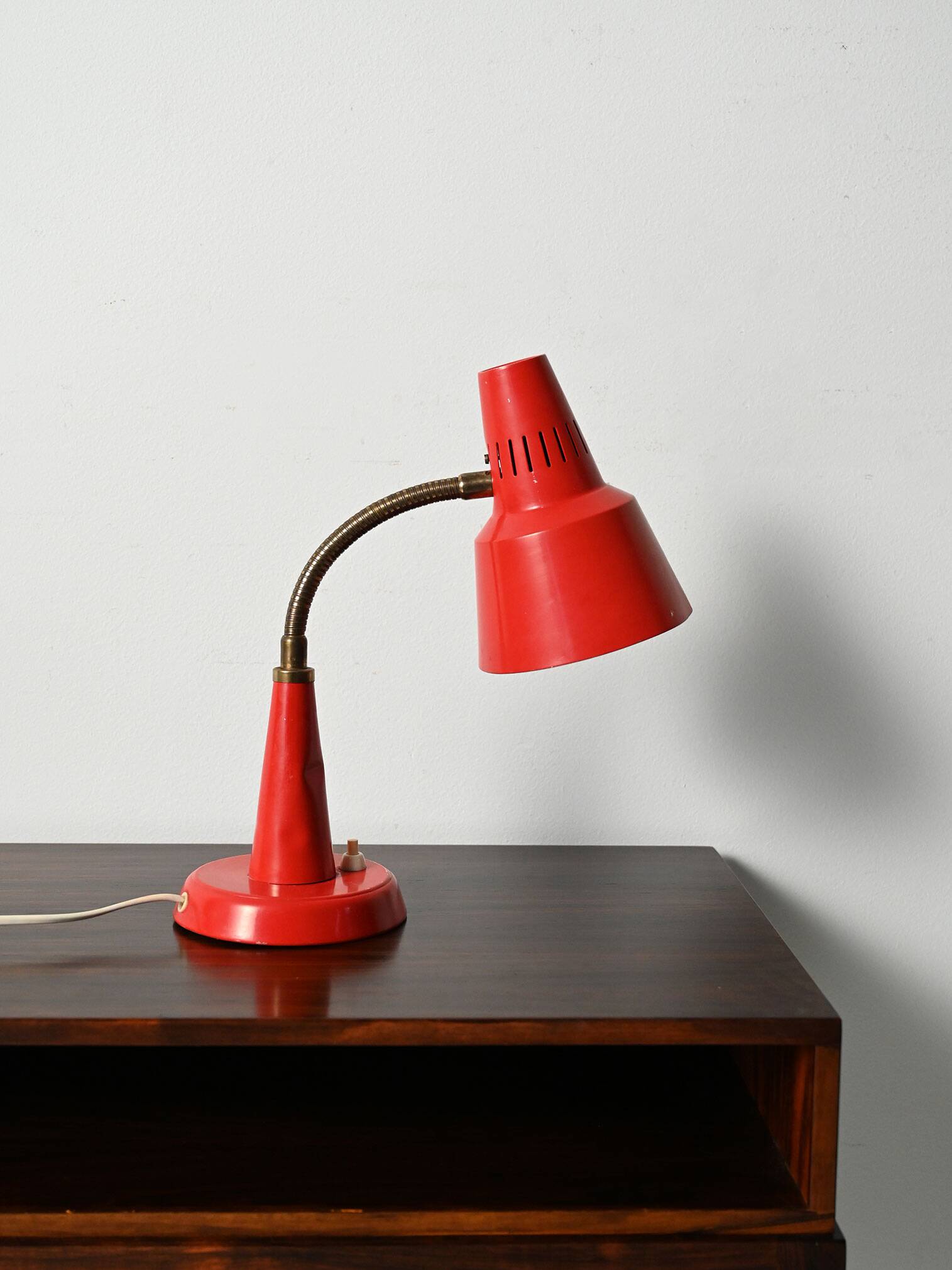 Gemi red Scandinavian table lamp, 1960s