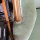 Vintage Louis XV style wing chair, light green velvet