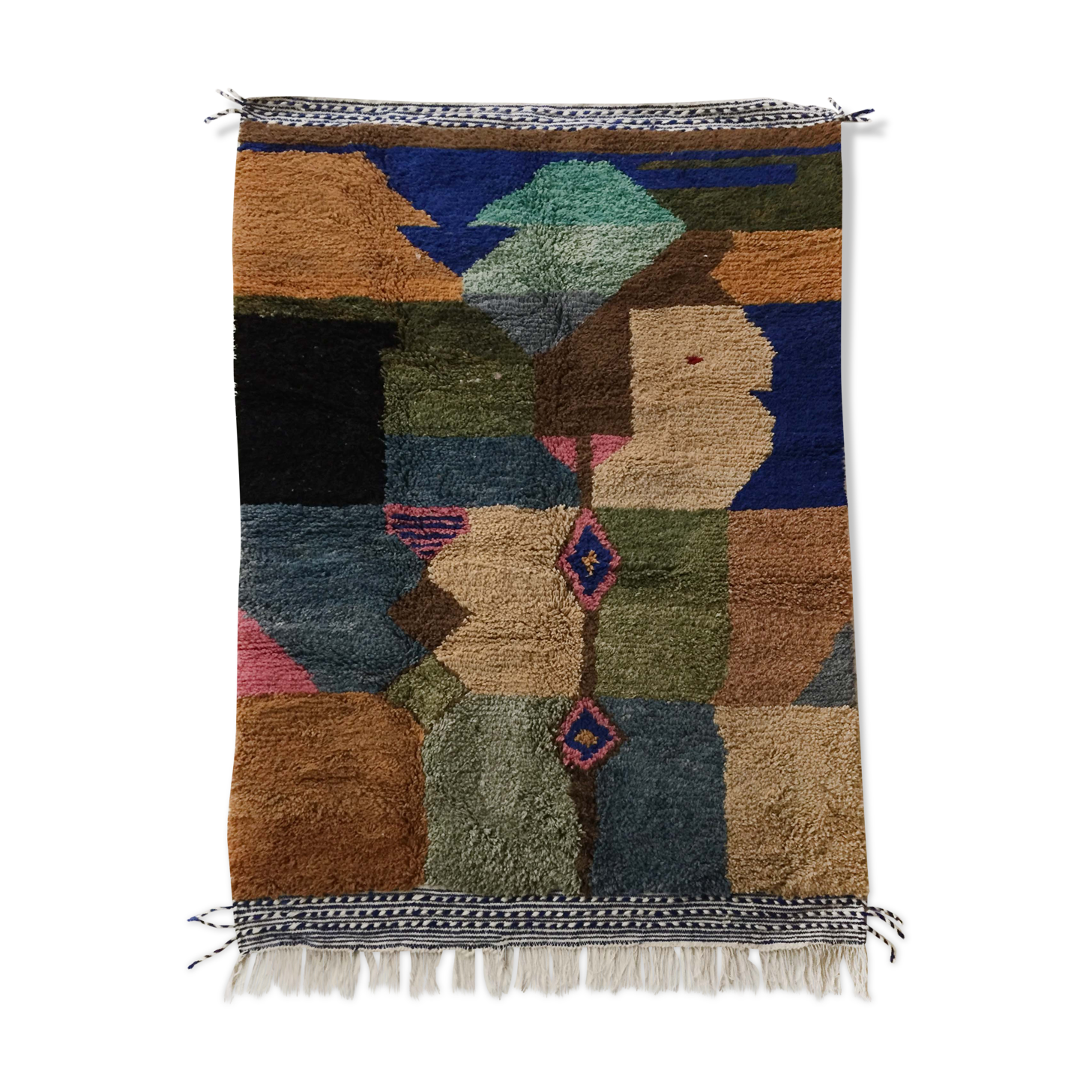 Moroccan berber boujaad carpet with colorful patterns 247x157cm