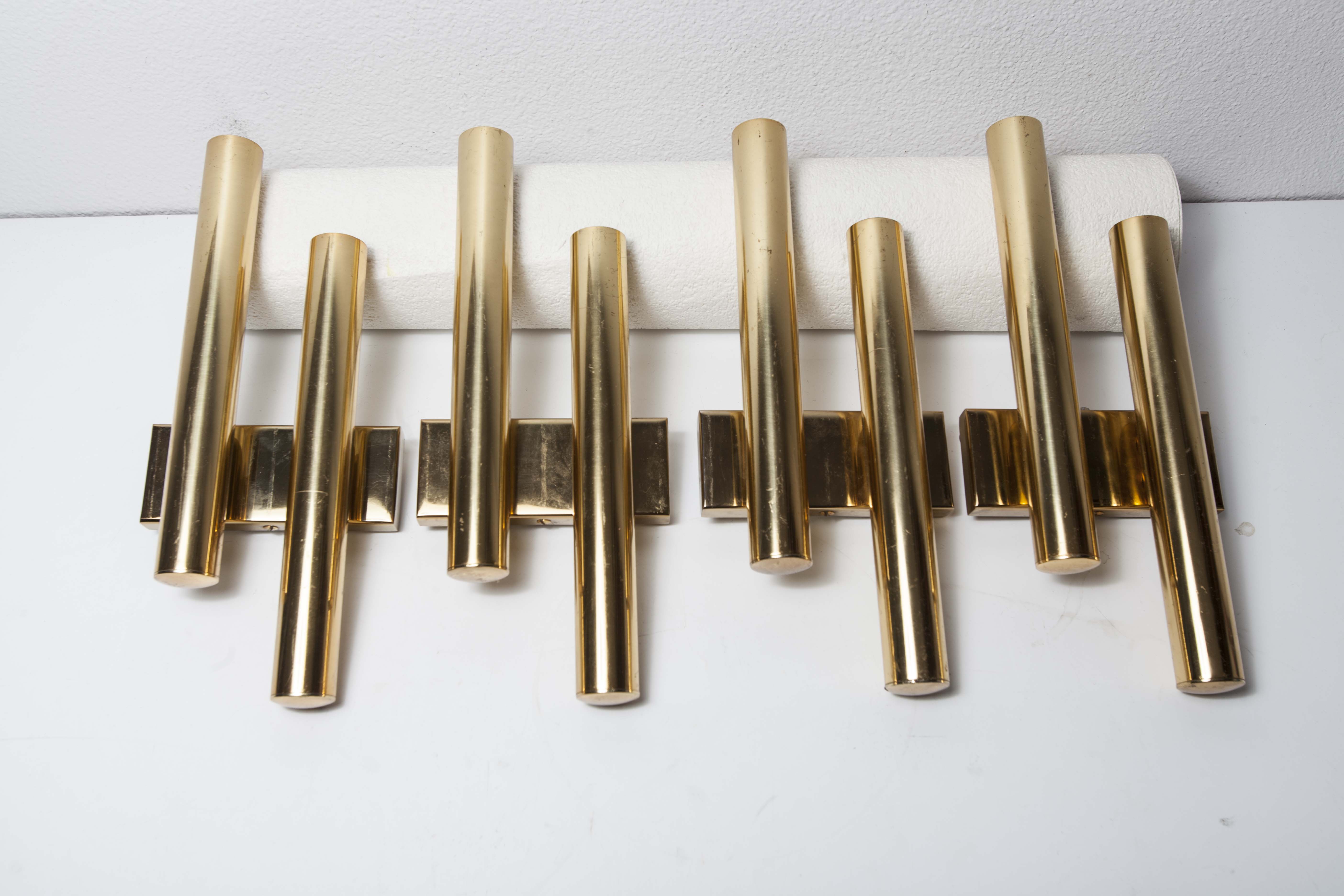 Lot of 4 golden wall lamps