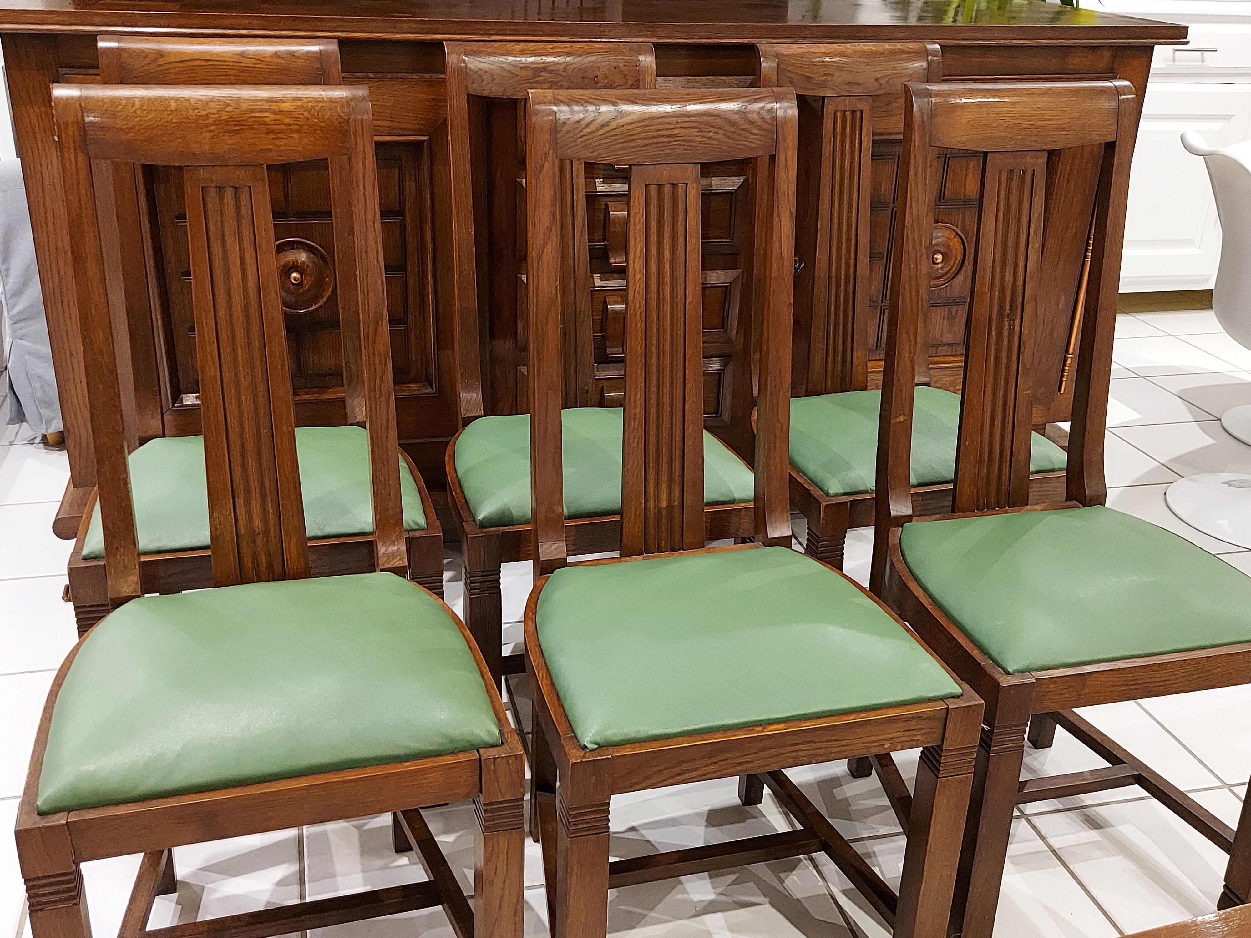 Suite de 6 Chaises chêne Art Déco années 1940