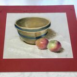 Pastel painting jar and apples