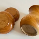 Vintage turned wood pitcher and 2 jars set