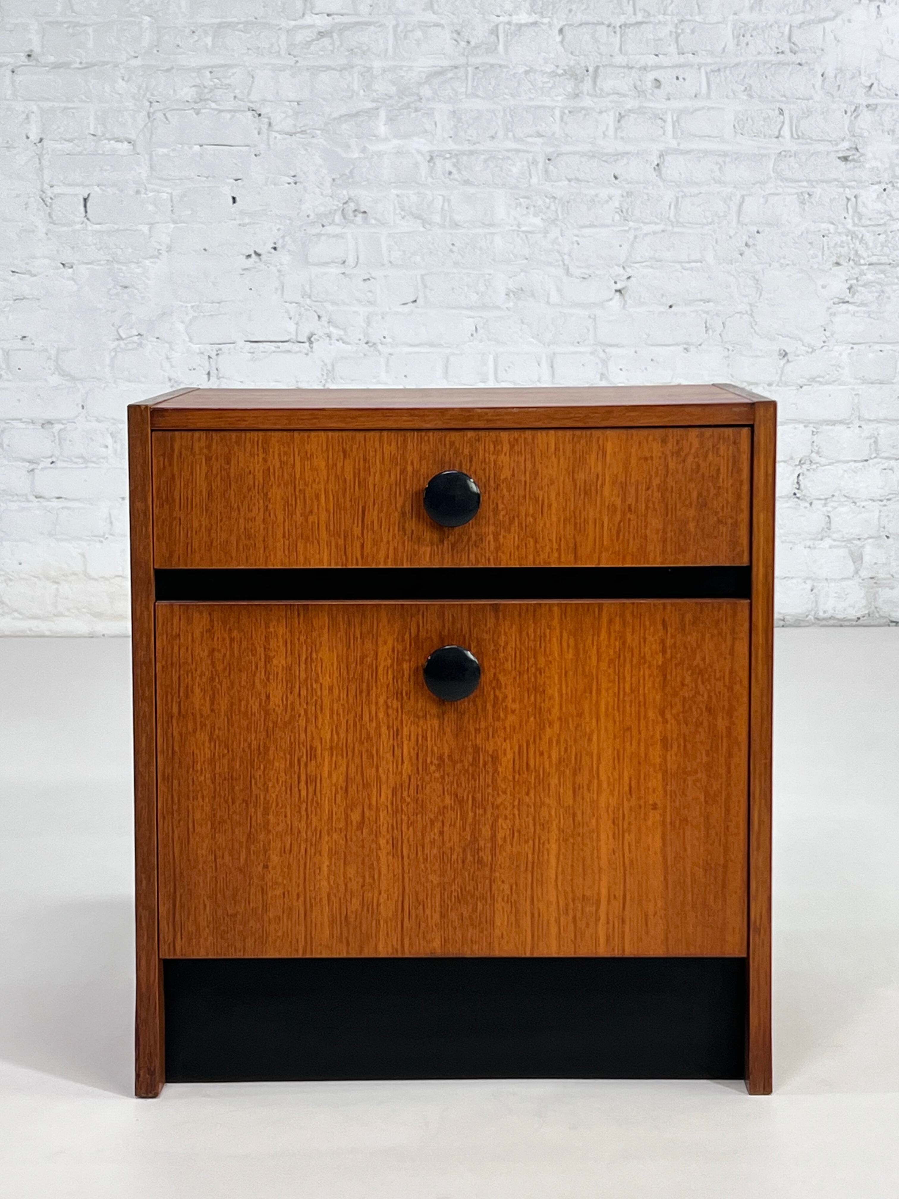 Pair of bedside table in teak and black lacquer design 60s