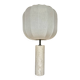Travertine lamp with round linen shade