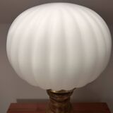 Lampe à poser pied vintage globe plissé
