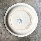 Round and hollow dish Boulenger & Cie in white and blue enamelled iron earth, "Wild rose" service